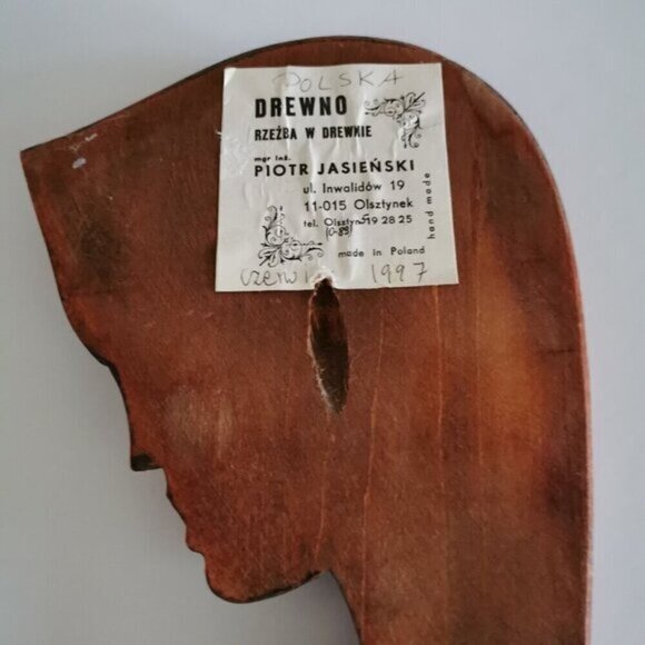 Handcarved Virgin Mary Madonna Wood Sculpture Wall Hanging Polish Artist - Picture 8 of 10